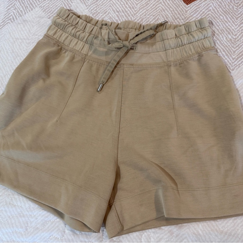 Lululemon High Waist Tan Shorts with Drawstring
